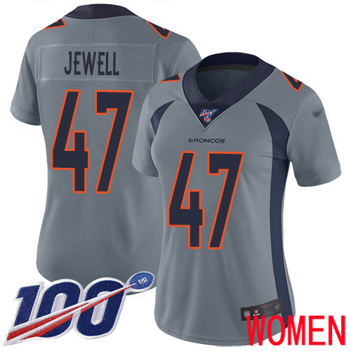 Women Denver Broncos #47 Josey Jewell Limited Silver Inverted Legend 100th Season Football NFL Jersey